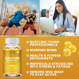 TheraSuva Extra Strength 4-in-1 Calcium + Vitamin D3 + K2 + B12 Supplement Complex for Bone and Immune Health, 120 Softgels, 60 Day Supply