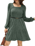 SAMPEEL Fall Dresses for Women Long Sleeve Christmas Tunic Dress for Leggings 2024 Trendy Green L