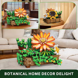 Under the Baubles Flower Botanical Bonsai Building Set - 924pcs, Home Decor, Mother's Day, Valentine's Day, Christmas for Adults and Kids, Climbing Ivy, Sunflower, Chrysanthemum.