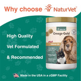 NaturVet – Omega-Gold Plus Salmon Oil | Supports Healthy Skin & Glossy Coat | Enhanced with DHA, EPA, Omega-3 & Omega-6 | for Dogs & Cats | 180 Soft Chews