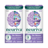 NEURIVA De-Stress Capsules (30 Count), for Everyday Stress Reduction, Relaxation, Focus, Accuracy & Concentration*, L-Theanine, SOD, Coffee Cherry (Pack of 2)