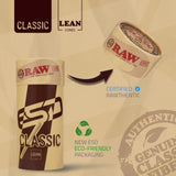 RAW Cones Lean Size Classic - 50 Pack -Slow Burning Rolling Paper Pre-Rolled with Tips