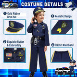 BEIKEETOO Halloween Police Costume for kids, Exquisite Police Officer Costume for Kids Costumes for Boys Girls, Dress Up Police Uniform Cop Costume Role Play Outfits for Gift Birthday Career Day