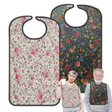 Pozico Adult Bibs for Eating Women/Men/elderly Washable,Clothing Protectors & Adult Bibs with Debris Trap (Flower pattern)