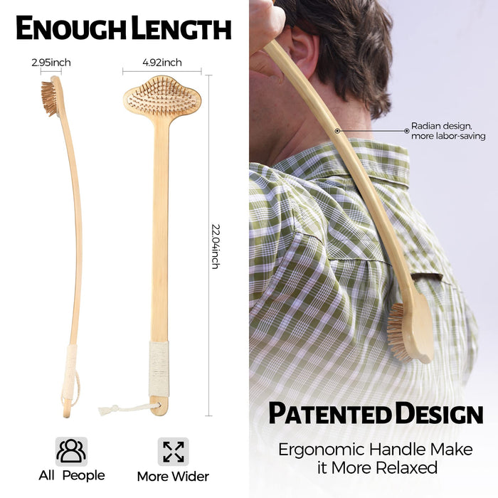 NURENDER Oversized Back Scratcher, Extended Bamboo Scratcher, 22.04" Long Curved Handle; Wider Head; More Larger Scratching Surface, Adults Body Instant Scratcher Christmas Gift for Women and Men.