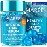 MAREE Hair Styling Serum for Frizzy & Dry Hair - Keratin Styling & Moisturizing Oil Capsules with Avocado, Jojoba & Argan Oil - Leave-in Anti Frizz Conditioner with Vitamins A, C, E & B5-30 Capsules