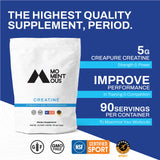 Momentous Creatine Monohydrate Powder - Creapure Creatine Performance - Monohydrate Creatine for Muscle Support, Helps Energy Levels - Creatine for Women & Men - 5g Per Serving (90 Servings)