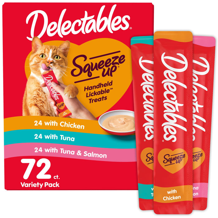 Delectables Squeeze Up Lickable Cat Treat Tube Variety Pack, 72 CT