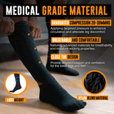 Doc Miller Compression Socks, 20-30 mmHg Medical Grade Closed Toe Socks for Running, Circulation, Shin Splints, Varicose Veins, & Calf Recovery - Knee High Support for Men & Women - Medium Size, Black