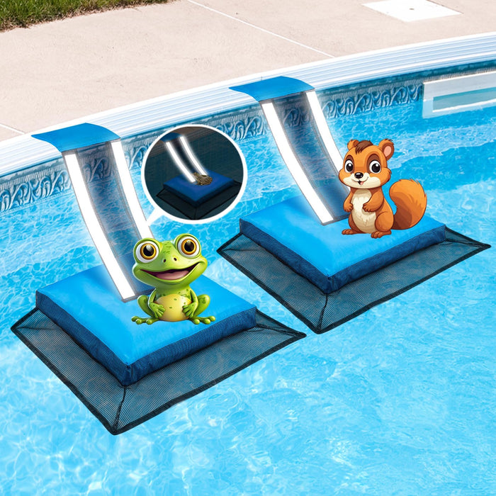 HKZ Pool Critter Animal Escape Ramp - 2Pack Critter Frog Saver Log for Swimming Pool with Reflective Strips, Wildlife Frog Pool Saver Floating Escape Device for Small Critters Squirrel Lizards (Blue)