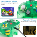 2 Pack Mini N64 Controller, kiwitatá Retro N64 Wired 64-bit Remote Game Upgraded Joystick Pad Controller for N64 Video Game Clear Blue & Green