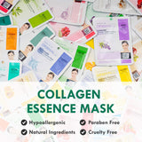 DERMAL 24 Combo Pack A Collagen Essence Korean Face Mask - Hydrating & Soothing Facial Mask with Panthenol - Hypoallergenic Self Care Sheet Mask for All Skin Types - Natural Home Spa Treatment Mask