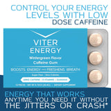 Viter Energy Caffeinated Gum 60mg Caffeine, B Vitamins, Guarana, Sugar Free. (Wintergreen, 12pcs, 6 Pack)