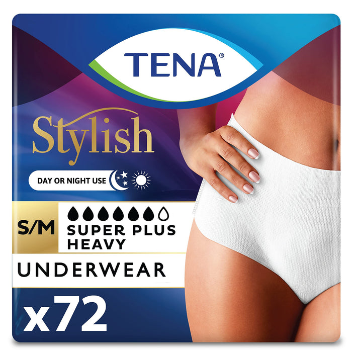 TENA Incontinence Underwear for Women, Super Plus Absorbency, Stylish, Small/Medium - 72 Count