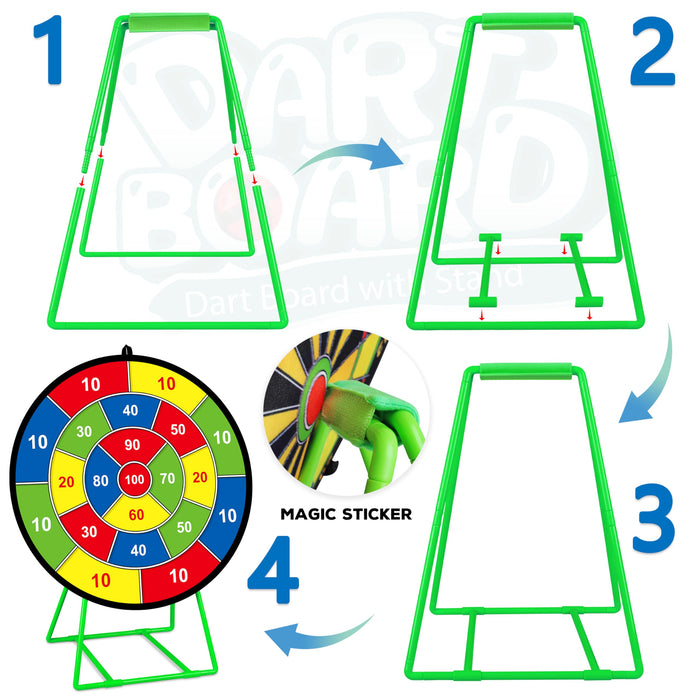 Large Dart Board for Kids with Stand, Double Sided Kids Dart Board with 12 Sticky Balls and Darts,Family Party Party Supplies for Kids, Gift for Boys Toddlers 3 4 5 6 7+ Year Old Birthday Christmas