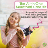 First Period Kit To-go! - Organic Biodegradable Tween Pads & Liner - Period Bags for Teen Girls for School - Period Pouch & Teen Pads for Girls Ages 11-14, Teen Pads for Periods - Pads for Teens Girls