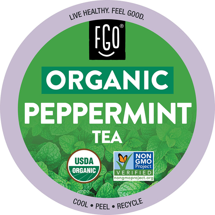 FGO Organic Peppermint Tea K-Cup Pods for Keurig, 24 Count (Pack of 1), Naturally Caffeine-Free Herbal Tea, Premium Mint Tea is USDA Organic, Non-GMO, & Recyclable