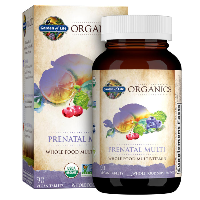 Garden of Life Organics Women’s Prenatal Multivitamin with Vitamin D3, B6, B12, C & Iron, Folate for Energy & Healthy Fetal Development – Organic, Non-GMO, Gluten-Free, Vegan, 30 Day Supply