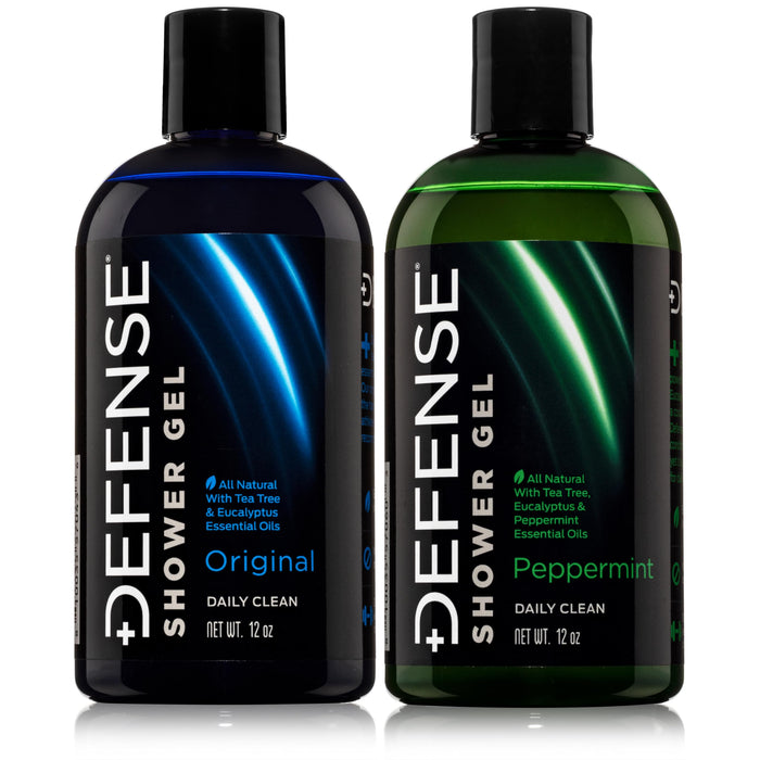 Defense Soap Organic Peppermint + Tea Tree Body Wash Combo | All Natural Shower Gel with Tea Tree Oil, Eucalyptus Oil. Wrestling Inspired, For All Mens & Womens Skin Types. 12 oz (Pack of 2)