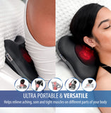 Zyllion Shiatsu Back and Neck Massager with Heat - Cordless Rechargeable 3D Kneading Deep Tissue Massage Pillow for Chair, Car, Muscle Pain Relief - Black (ZMA-13RB)