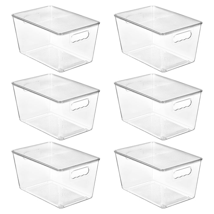 Vtopmart 6 Pack Clear Stackable Storage Bins with Lids and Handles, Large