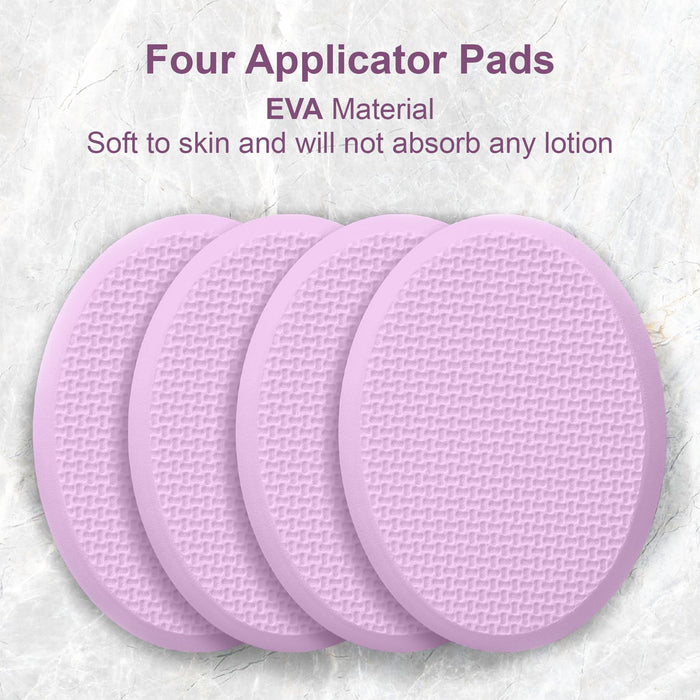 AmazerBath Lotion Applicator for Back, Feet, 4 Replaceable Pads with 1 Long Handled, Back Sunscreen Applicator for Elderly, Women, Apply Cream Medicine Skin Cream Moisturizer Sunscreen Tanner, Purple