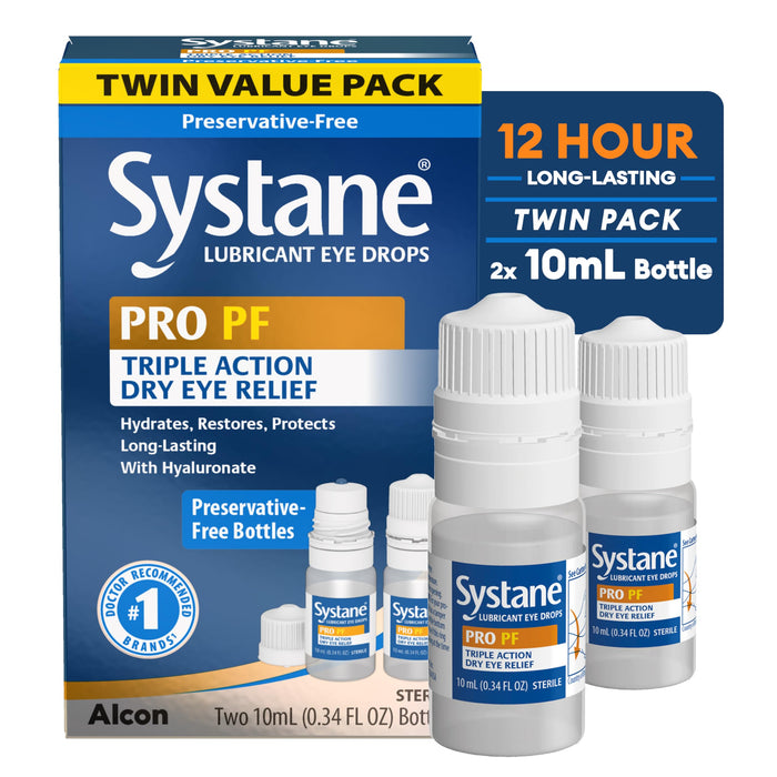 Systane PRO PF Lubricating Eye Drops for Dry Eyes, 0.34 Fl Oz, 2 Pack