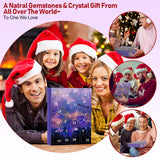 JELMOK Advent Calendar 2024, 24 Days Natural Healing Crystal Gemstones Minerals & Fossils Advent Calendar Crystals Christmas Calendar Enthusiasts Rocks Collection for Xmas Girls Boys Kids Men Women (Purple)