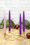 Red Co. 10" Dia Metal Christmas Advent Wreath Taper Candle Holder, Seasonal Centerpiece Decor - Old Gold