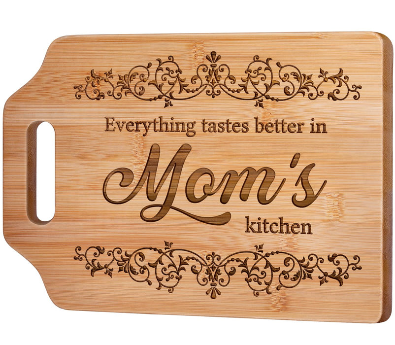 AceThrills Birthday Gifts for Mom, New Mom Gifts - Engraved Bamboo Cutting Board 12.3"L x 8.7"W x 0.4"Th - Mom Christmas Birthday Gifts from Daughter Son