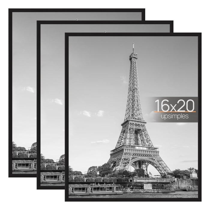 upsimples 16x20 Poster Frame, Easy Slide-In Assembly, Black, 3 Pack