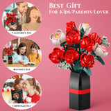 Flowers Bouquet Building Set, Roses Building Set with Vase, Home Office Creative Decoration, Valentine Day, Birthday, Christmas Ideal Gift for Kids, Adults - 841Pcs