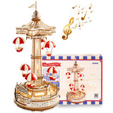 ROKR 3D Wooden Puzzles for Adults-LED Wooden Music Box Kits-Wood Model Kits to Build-3D Puzzles for Kids and Adults-Christmas STEM Toy Gifts