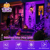 JMEXSUSS 2 Pack Purple Solar Halloween Lights, 33ft 100 LED Purple Solar Lights Outdoor, Waterproof 8 Modes Purple Halloween Lights for Outside Tree Garden Patio Christmas Halloween Decorations