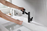 Lefton Rotatable Bathroom Faucet with Temperature Display (Batteries-Free), 3 Water Outlet Modes, Matte Black, BF2204-3