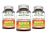 Amazing Formulas Psyllium Husk 750mg Veggie Capsules Supplement | Non-GMO | Gluten Free | Made in USA | Suitable for Vegetarians (120 Count | 3 Pack)