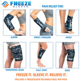 FreezeSleeve Ice & Heat Therapy Sleeve- Reusable, Flexible Gel Hot/Cold Pack, 360 Coverage for Knee, Elbow, Ankle, Wrist- Blue Camo, Large