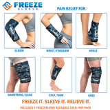FreezeSleeve 2 Pack Ice & Heat Therapy Sleeve- Reusable, Flexible Gel Hot/Cold Pack, 360 Coverage for Knee, Elbow, Ankle, Wrist- Small/Medium, Blue Camo