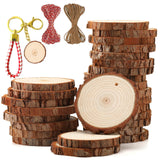 SENMUT Natural Wood Slices 30pcs 2.0"-2.45" Predrilled Wood Circles for Crafts Christmas Wood Slices for Crafts Round Wooden Discs DIY Wood Ornament