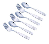 EXZACT Children Flatware 6pcs - 3 x Forks, 3 x Spoons - Toddler Utensil Kids Silverware Cutlery Stainless Steel - Dishwasher Safe