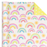 WRAPAHOLIC Reversible Wrapping Paper - Mini Roll - 17 Inch x 33 Feet - Rainbows Design, Perfect for Birthday, Party, Holiday, Wedding, Baby Shower