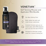 Norvell Sunless Self Tanning Bundle - Venetian Self Tanner Mousse with Bronzer, 8 Fl Oz + Streak-Free Tan Applicator Mitt - Premium Natural Looking Self Tanning Foam and Washable Self Tan Mitt