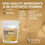 Dr. Berg Premium Nutritional Yeast Flakes - Delicious Non-Fortified Nutritional Yeast with Naturally Occurring B Vitamins - 8oz