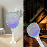 Faicuk Rechargeable Handheld Bug Zapper Racket 2 in 1 Electric Fly Swatter (2 in 1 Green)