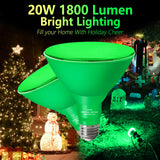 LOXYEE PAR38 Flood Green Light Bulb,2 Pack-Dimmable,E26 Base Green Flood Light Outoor(20W Replace to 200W),Green Light Bulb Outdoor Porch,Colored Light,Spot Light,Halleween,Christmas Lighting