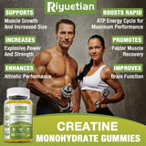 Riyuetian 2 Pack Creatine Monohydrate Gummies 5000mg for Men & Women - Muscle Growth, Recovery, Strength & Energy - Vegan, Gluten-Free, Sugar-Free Creatine Monohydrate Gummies - 120 Count