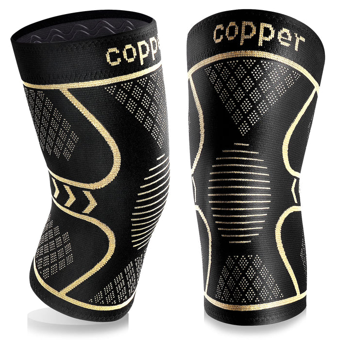 Copper Knee Braces for Women and Men 2 Pack, Knee Compression Sleeve for Knee Pain, Arthritis,ACL, Meniscus Tear, Joint Pain Relief, Knee Support for Running, Working Out, Fitness, Weightlifting-XL