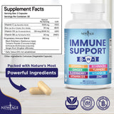 NEW AGE 8 in 1 Immune Support Booster Supplement with Echinacea, Vitamin C and Zinc 50mg, Vitamin D 5000 IU, Turmeric Curcumin & Ginger, B6, Elderberry 60 Count (Pack of 1)