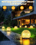 Garden Solar Ball Lights Outdoor Waterproof, 30 LED Cracked Glass Globe Solar Power Ground Lights for Path Yard Patio Lawn, Christmas Decoration Landscape Warm White(2 Pack 3.9'')