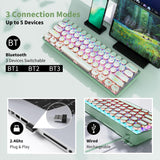 EWEADN G61 Typewriter Keyboard Wireless Mechanical Keyboard, 60% Retro Typewriter Keyboard with Rainbow Backlit, Anti-Ghosting, Red Switch Bluetooth/2.4GHz/USB-C Cute Aesthetic Keyboard-Green